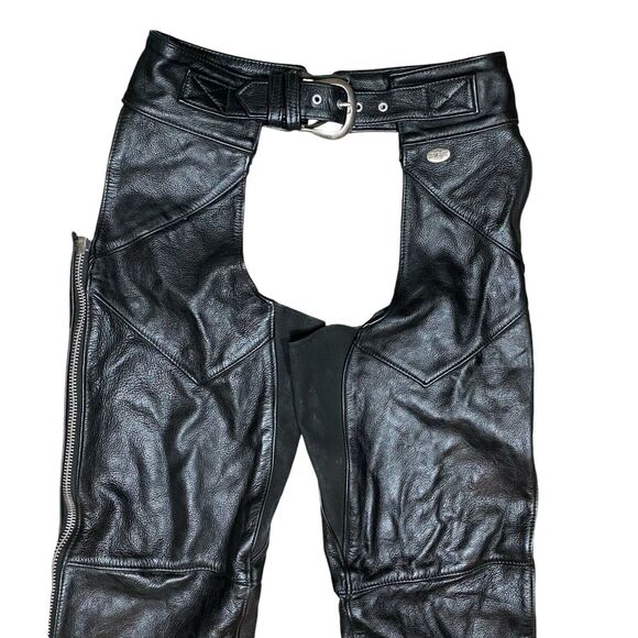 Harley Davidson WOMEN'S BLACK LEATHER RIDING CHAPS  medium - Picture 3 of 11
